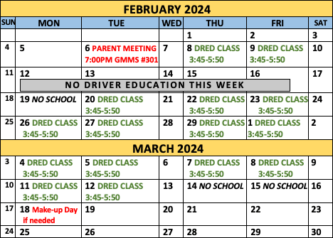 CCC DRED 2024 Session 1 Calendar